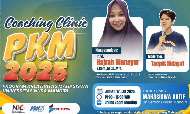 Universitas Nusa Mandiri Gelar Coaching Clinic Program Kreativitas Mahasiswa (PKM) 2025