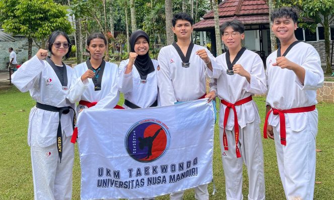 UKM Taekwondo Universitas Nusa Mandiri Kembangkan Kemampuan Lewat Diklat di Bogor